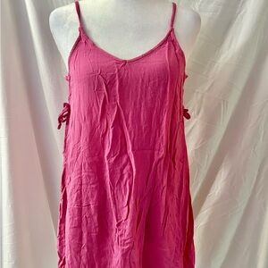 Roxy Hot Pink Spaghetti Strap Side/Tie Sundress Cover Up